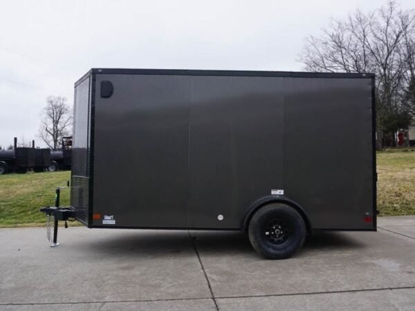 7x12 Enclosed Trailer Charcoal V-Nose Blackout Package 3,500lb Axle Storage - Image 4