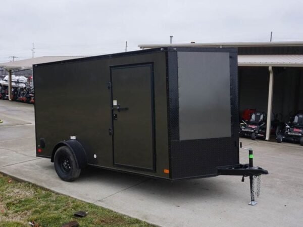 7x12 Enclosed Trailer Charcoal V-Nose Blackout Package 3,500lb Axle Storage