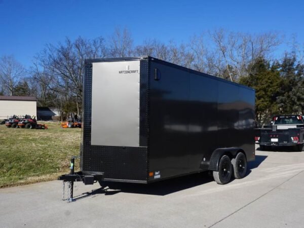 7x16 Enclosed Trailer Charcoal V-Nose Blackout Package Tandem Axle Storage - Image 3