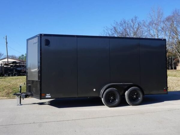 7x16 Enclosed Trailer Charcoal V-Nose Blackout Package Tandem Axle Storage - Image 4