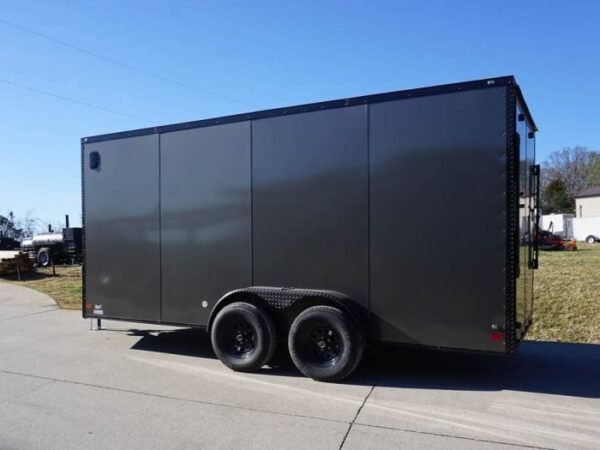 7x16 Enclosed Trailer Charcoal V-Nose Blackout Package Tandem Axle Storage - Image 5