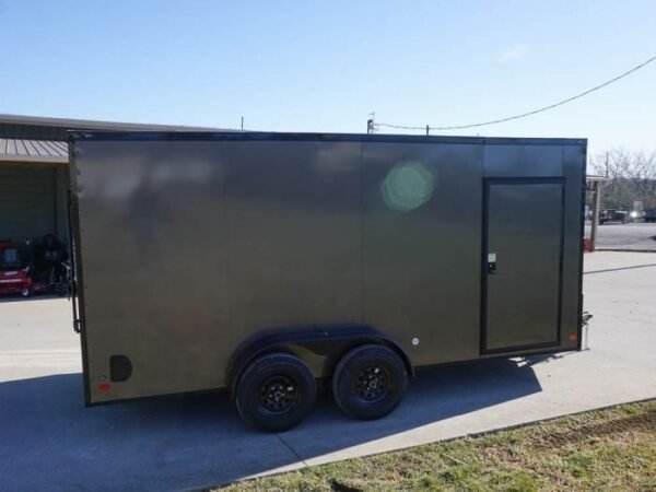 7x16 Enclosed Trailer Charcoal V-Nose Blackout Package Tandem Axle Storage - Image 9