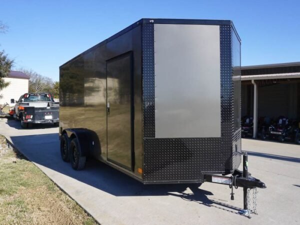 7x16 Enclosed Trailer Charcoal V-Nose Blackout Package Tandem Axle Storage - Image 10