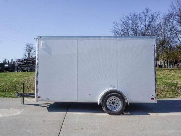 Enclosed Trailer 6'x12' White V-Nose 3,500 lb. Axle Polycore Side Storage - Image 3