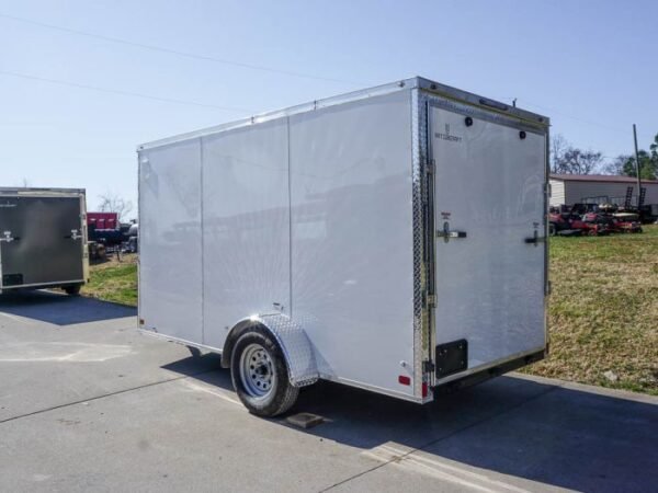 Enclosed Trailer 6'x12' White V-Nose 3,500 lb. Axle Polycore Side Storage - Image 4