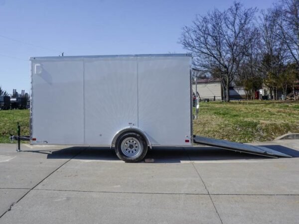 Enclosed Trailer 6'x12' White V-Nose 3,500 lb. Axle Polycore Side Storage - Image 13