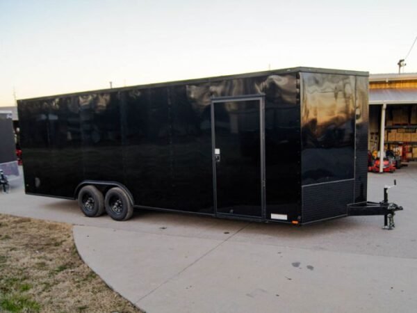 8.5x24 Black V-Nose Enclosed Trailer Blackout Pkg (2) 5,200lb Axles