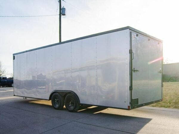 8.5x24 Silver V-Nose Enclosed Trailer Blackout Pkg (2) 5,200lb Axles - Image 4