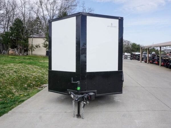 7x12 Enclosed Trailer White V-Nose Blackout Package 3,500lb Axle Storage - Image 2