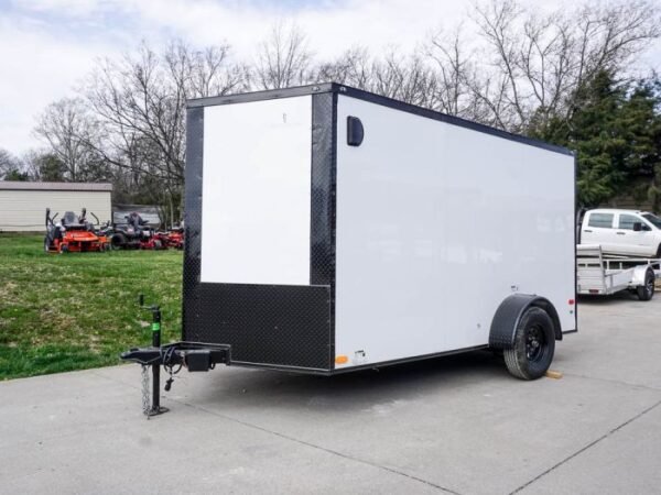 7x12 Enclosed Trailer White V-Nose Blackout Package 3,500lb Axle Storage - Image 3