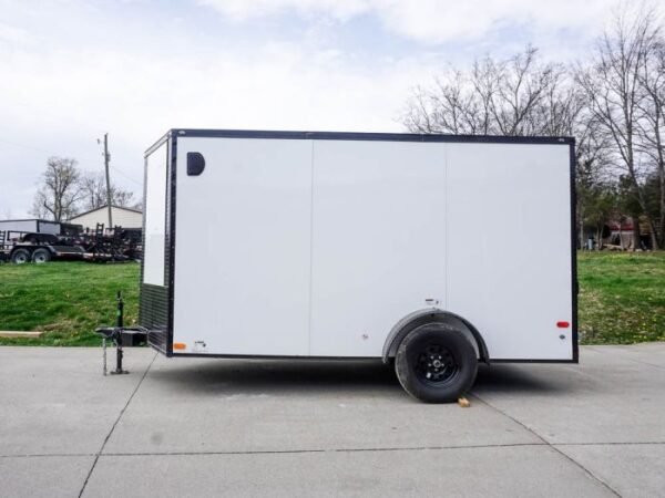 7x12 Enclosed Trailer White V-Nose Blackout Package 3,500lb Axle Storage - Image 4