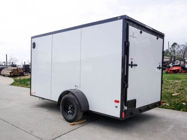 7x12 Enclosed Trailer White V-Nose Blackout Package 3,500lb Axle Storage - Image 5