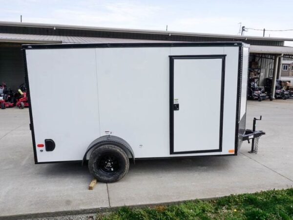 7x12 Enclosed Trailer White V-Nose Blackout Package 3,500lb Axle Storage - Image 8