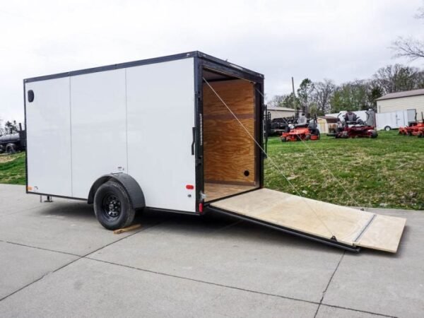 7x12 Enclosed Trailer White V-Nose Blackout Package 3,500lb Axle Storage - Image 13