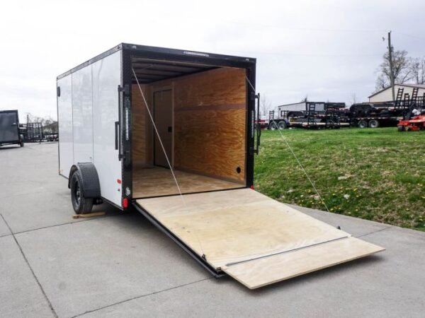 7x12 Enclosed Trailer White V-Nose Blackout Package 3,500lb Axle Storage - Image 15