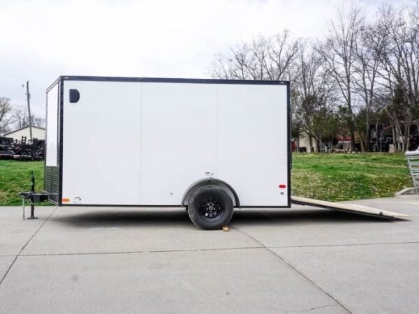 7x12 Enclosed Trailer White V-Nose Blackout Package 3,500lb Axle Storage - Image 16