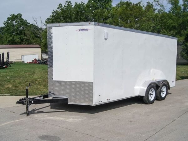 7x16 White V-Nose Enclosed Trailer with Elect Pkg (2) 3500lb Axle Storage - Image 2