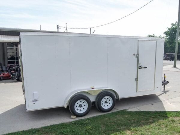 7x16 White V-Nose Enclosed Trailer with Elect Pkg (2) 3500lb Axle Storage - Image 6