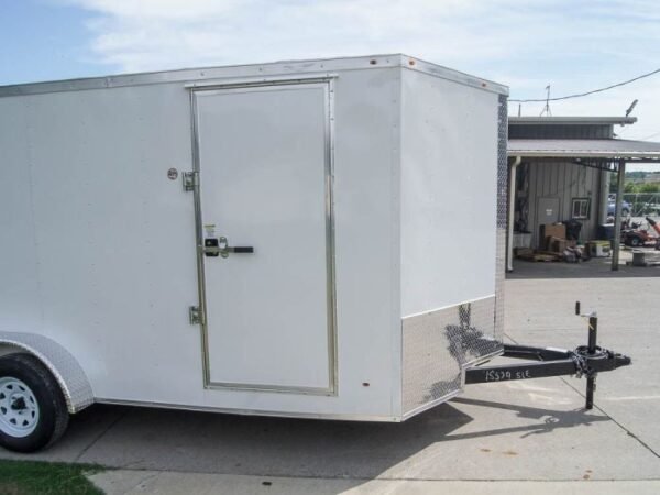 7x16 White V-Nose Enclosed Trailer with Elect Pkg (2) 3500lb Axle Storage - Image 7