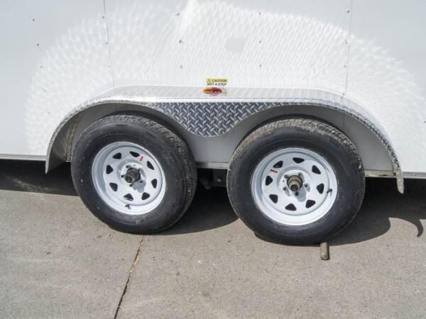 7x16 White V-Nose Enclosed Trailer with Elect Pkg (2) 3500lb Axle Storage - Image 9