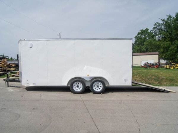 7x16 White V-Nose Enclosed Trailer with Elect Pkg (2) 3500lb Axle Storage - Image 12