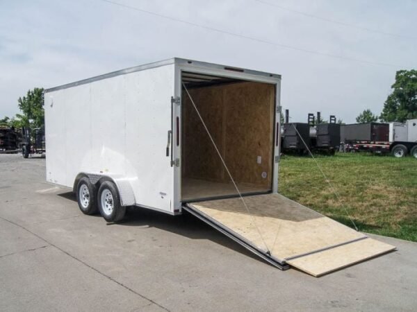 7x16 White V-Nose Enclosed Trailer with Elect Pkg (2) 3500lb Axle Storage - Image 13