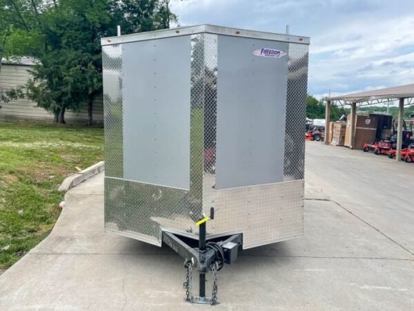 7x14 Enclosed V-Nose Trailer Silver with Ladder Racks (2) 3,500lb Axles Storage - Image 2