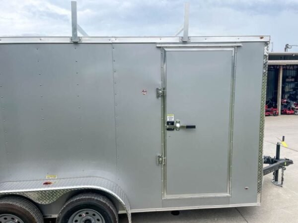 7x14 Enclosed V-Nose Trailer Silver with Ladder Racks (2) 3,500lb Axles Storage - Image 12