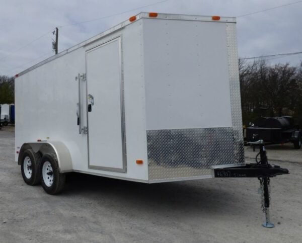 Enclosed Trailer 7'x14' White - V-Nose Lawn Mower Cargo Trailer Storage - Image 6