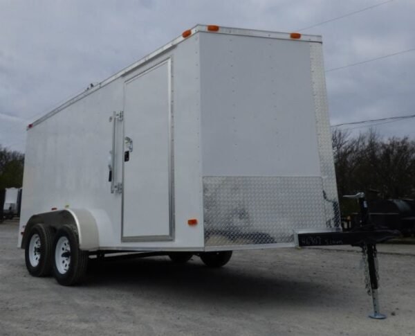 Enclosed Trailer 7'x14' White - V-Nose Lawn Mower Cargo Trailer Storage - Image 3