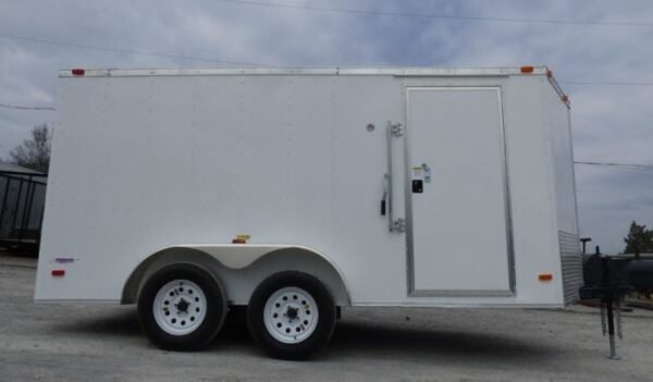 Enclosed Trailer 7'x14' White - V-Nose Lawn Mower Cargo Trailer Storage - Image 5