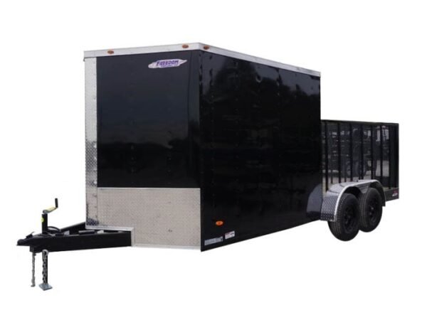 Enclosed Utility Hybrid Trailer 7'x18' with Side Door- Lawn Mower Equipment Hauler Storage