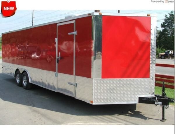 Enclosed Trailer 8.5'x26' Red - Motorcycle Car Lawn Equipment Hauler Storage - Image 3