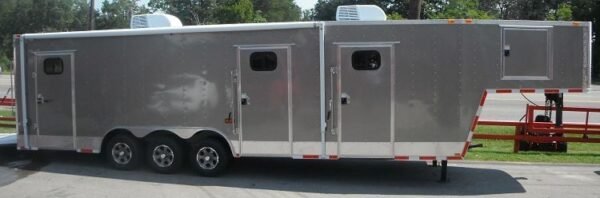 Enclosed Trailer 8.5'x36' Gooseneck Event Food Car Hauler (Silver) Storage