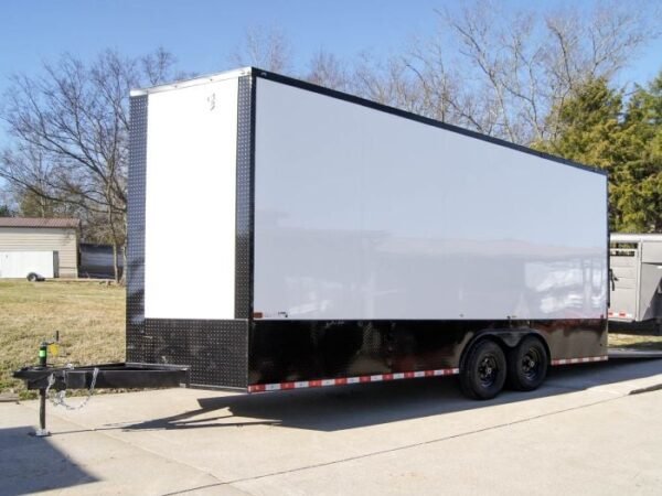 8.5x20 White V-Nose Enclosed Trailer with Blackout Pkg (2) 5,200lb Axles