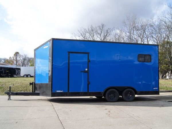 8.5x18 Blue V-Nose Slant Top Enclosed Trailer with Blackout Package - Image 3