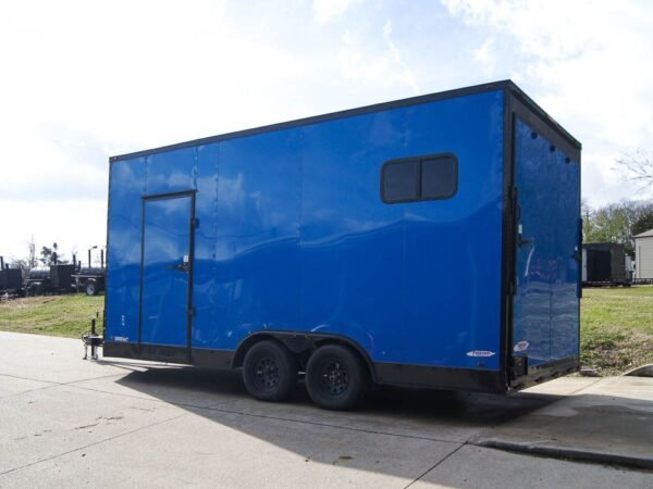 8.5x18 Blue V-Nose Slant Top Enclosed Trailer with Blackout Package - Image 4