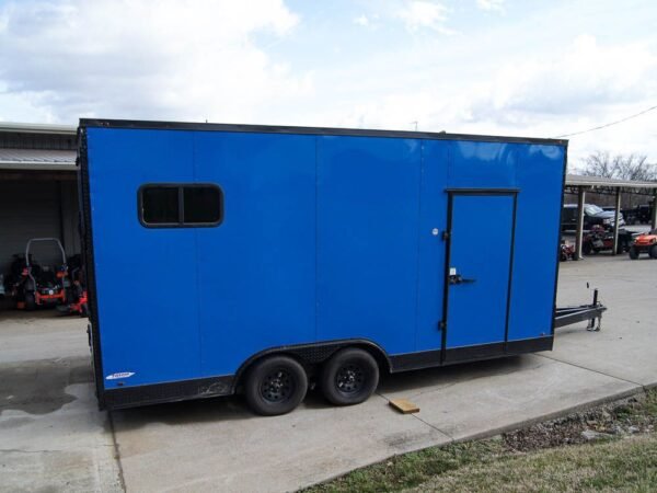 8.5x18 Blue V-Nose Slant Top Enclosed Trailer with Blackout Package - Image 7