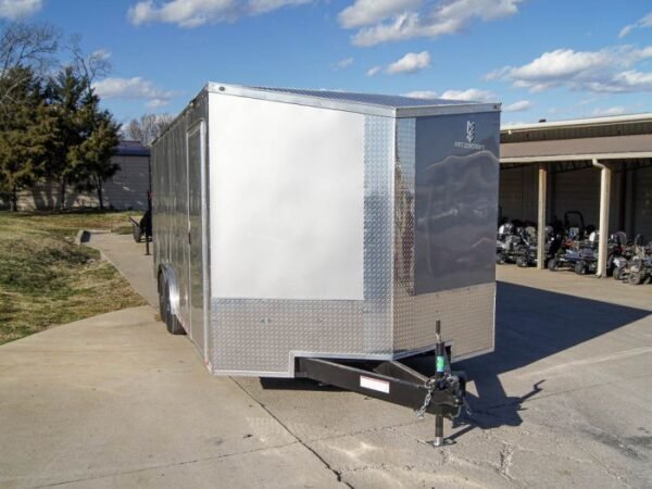 8.5x20 Silver V-Nose Slant Top Enclosed Trailer (2) 5200lb Axles - Image 2