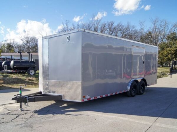 8.5x20 Silver V-Nose Slant Top Enclosed Trailer (2) 5200lb Axles