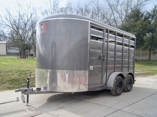 14ft Charcoal Horse Livestock Cattle Trailer (2) 3,500lb Axles with Dressing Room