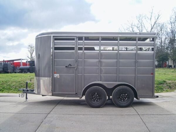 14ft Charcoal Horse Livestock Cattle Trailer (2) 3,500lb Axles with Dressing Room - Image 4