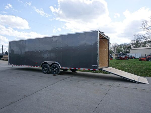 8.5x28 Custom Charcoal Flat Nose Enclosed Trailer (2) 5200 Axles Storage - Image 4