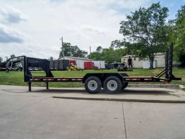 7x22 Gooseneck Equipment Trailer (2) 7K Axles Standup Ramps - Image 3