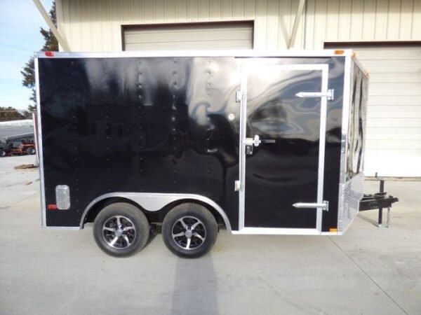 Enclosed Trailer 8.5'x12' Black - V-Nose Equipment Hauler Storage