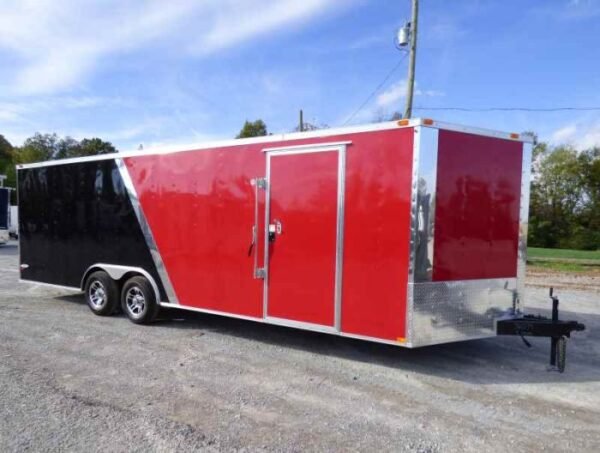 Enclosed Trailer 8.5'x24' Red & Black Equipment Hauler Storage