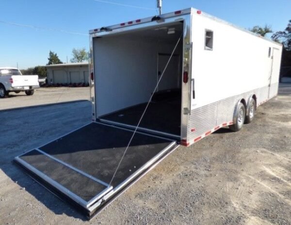 Enclosed Trailer 8.5' x 28' White Motorcycle Car Event Trailer Storage