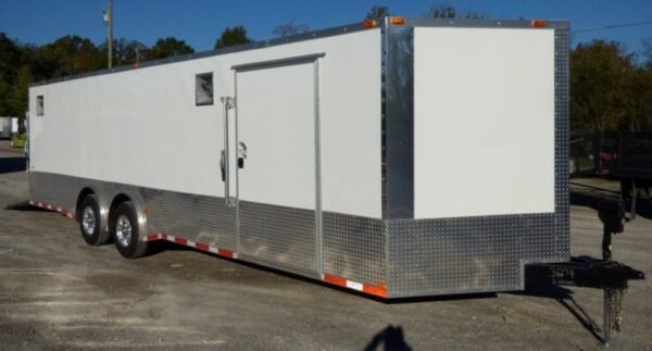 Enclosed Trailer 8.5' x 28' White Motorcycle Car Event Trailer Storage - Image 4